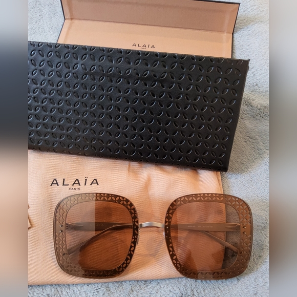 NWOT Alaia Oversized Copper Gold Square Rim Sunglasses - Picture 2 of 16